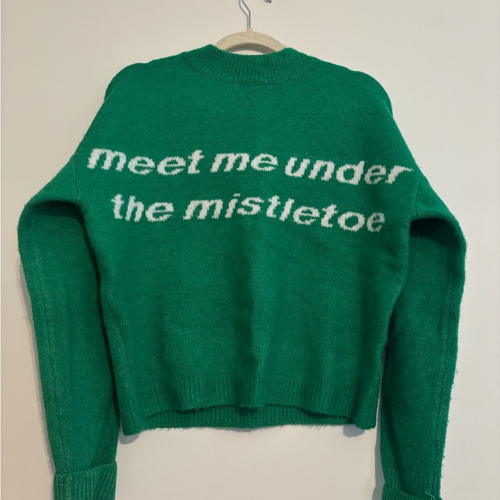 Missguided + Green Festive Text Sweater